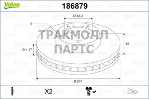 Диск тормозной перед.Hyundai Getz 02-09   - 186879