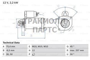 СТАРТЕР  12V 2.2KW - 0986010590