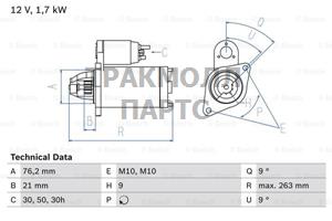 СТАРТЕР  12V 1.7KW - 0986016920