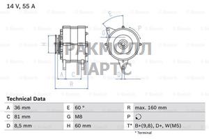 ГЕНЕРАТОР  14V 55A - 0986036020