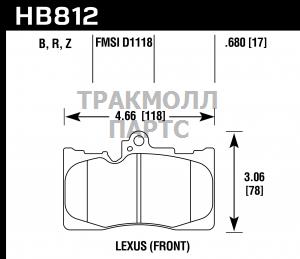 Колодки тормозные HB812B.680 HAWK HPS 5.0 Lexus - HB812B.680