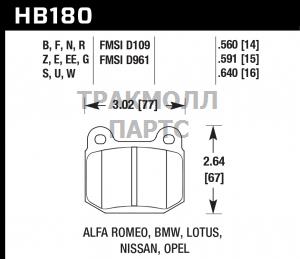 Колодки тормозные HB180F.640 HAWK HPS - HB180F.640