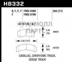 Колодки тормозные HB332P.654 HAWK SD передние CADILLAC - HB332P.654
