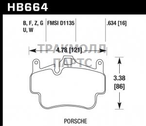 Колодки тормозные HB664F.634 HAWK HPS Porsche 911 - HB664F.634