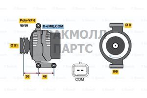 ГЕНЕРАТОР 14V 150A BOSCH - 0121615027