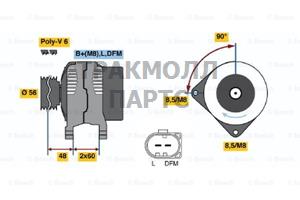 ГЕНЕРАТОР 14V 180A BOSCH - 0121715003