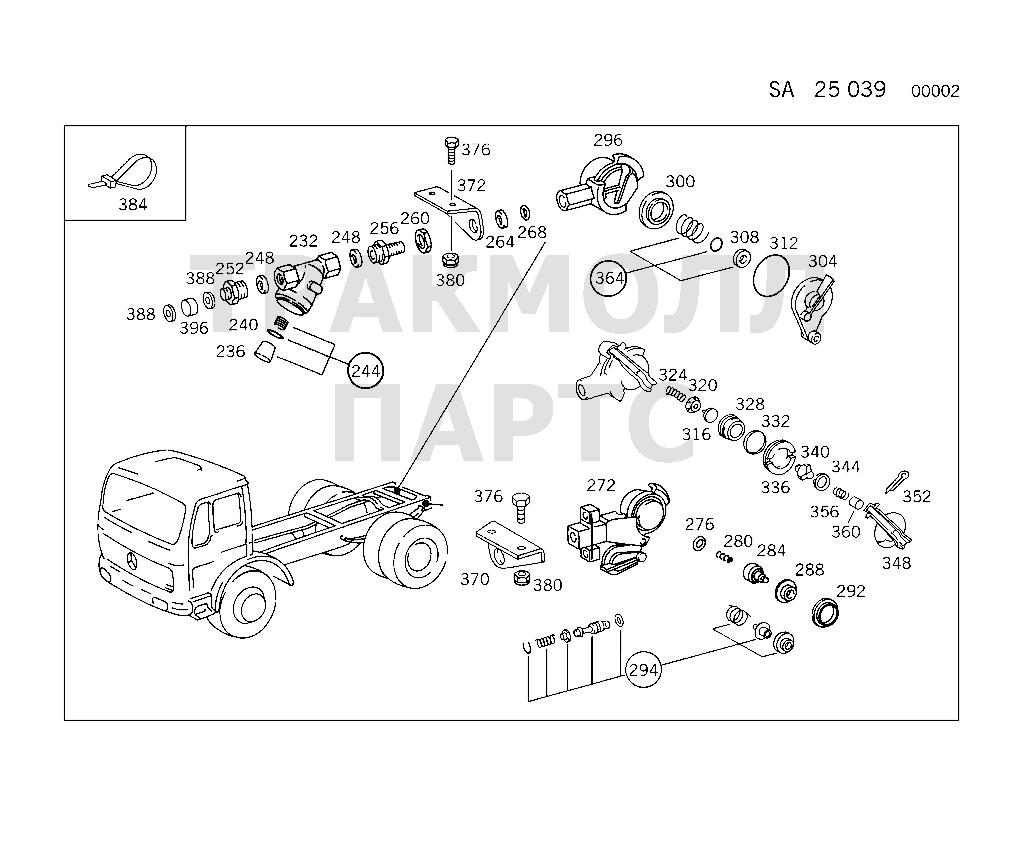 Схема Mercedes A0025861643 двигатель 1417 AKO 383.165