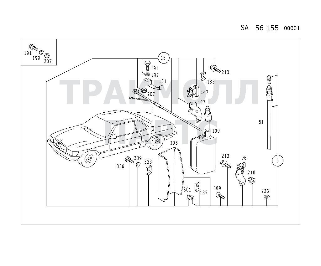 Схема Mercedes B66828052 двигатель 500 SE 126.036 STANDARD TO 09/85