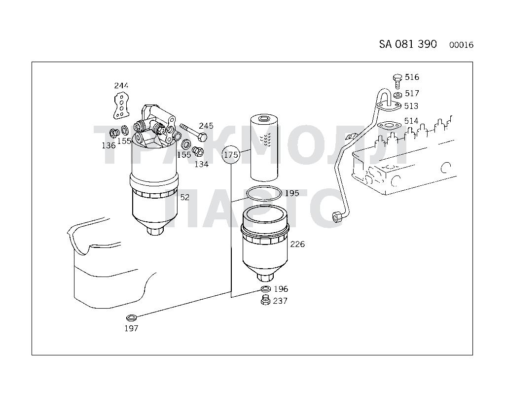 Схема Mercedes A3661800709 двигатель OM 364 364.900