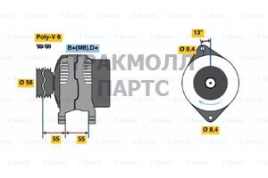 ГЕНЕРАТОР 14V 120 A BOSCH - 0123510017