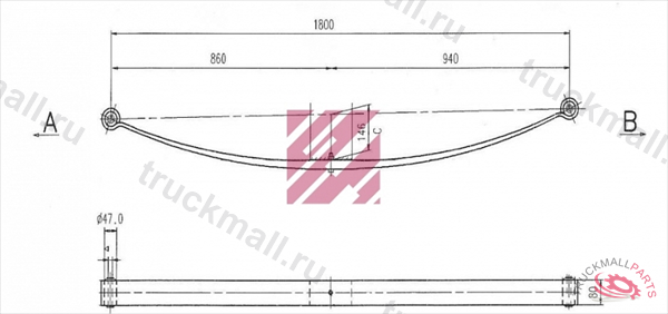 Рессора Mercedes о.н. 9703201402 M1025600 ER9703201402 MARSHALL - M1025600