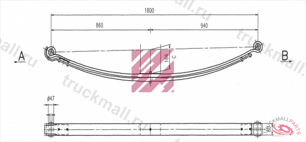 Рессора Mercedes о.н. 9723200002 M1103600 ER9723200002 MARSHALL - M1103600