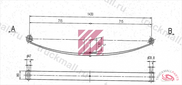 Рессора Fiat о.н. 1329823080 M1222100 ER1329823080 MARSHALL - M1222100