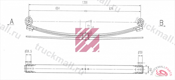 Рессора Ford Transit2006/2011 задн 3/14152375695675K123350430 RWD двускатка - M1222600