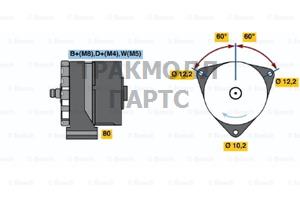 Генератор DAF/IVECO/MAN/MAZ/MB/RVI 28V/80A 0986037770090 547012 19025100 0986037770 - 0120468118