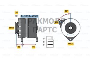 Генераторы 14V 55A FORD ESCORT 8086ESCORT 8690 - 0120488182