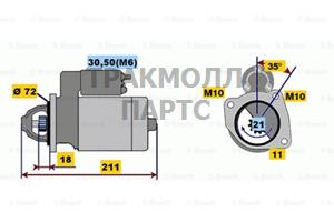 СТАРТЕР 12V  11 KW BOSCH - 0001107059