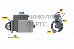 СТАРТЕР 12V  11 KW BOSCH - 0001107074