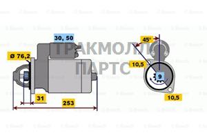 СТАРТЕР 12V  14 KW BOSCH - 0001109009