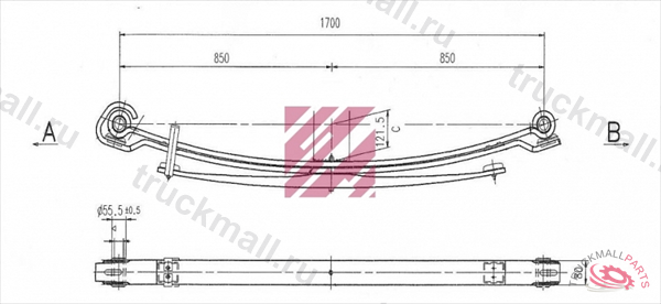 Рессора MB 2/171/45  80/850/850 - M1038900
