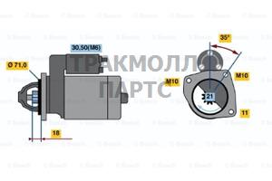 СТАРТЕР 12V  11 KW BOSCH - 0001107082