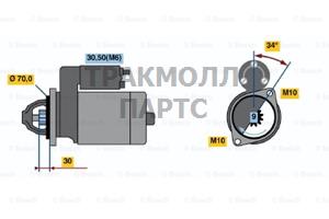 СТАРТЕР 12V  1 1 KW BOSCH - 0001107406