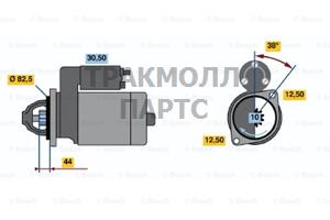 СТАРТЕР 12V  15 KW BOSCH - 0001314047