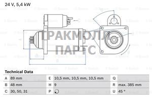 СТАРТЕР  24V 5.4KW - 0986011550