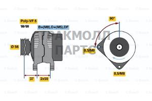 ГЕНЕРАТОР  14V 120A - 0986040350