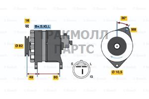 ГЕНЕРАТОР  14V 80A - 0986043121