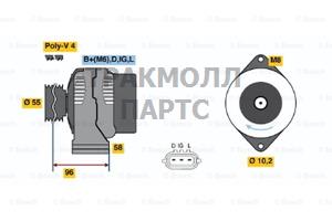 ГЕНЕРАТОР  14V 60A - 0986045761