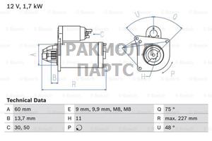 СТАРТЕР  12V 1.7KW - 0986024060