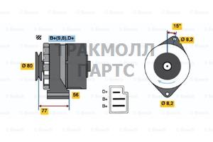 ГЕНЕРАТОР  14V 65A - 0986030750