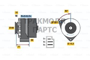 ГЕНЕРАТОР  14V 70A - 0986031420