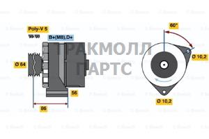 ГЕНЕРАТОР  14V 80A - 0986033910