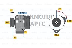 ГЕНЕРАТОР  14V 100A - 0986039180