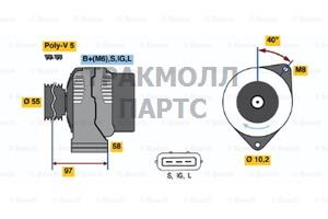 ГЕНЕРАТОР  14V 80A - 0986040960