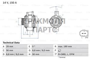 ГЕНЕРАТОР  14V 150A - 0986044910