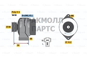 ГЕНЕРАТОР  14V 60A BOSCH - 0986045461