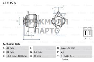 ГЕНЕРАТОР  14V 90A - 0986045651