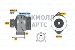 ГЕНЕРАТОР  14V 70A - 0986046391