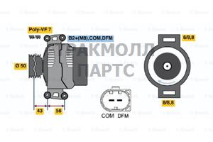 ГЕНЕРАТОР  14V 200A - 0986047710