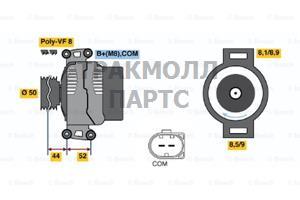 ГЕНЕРАТОР  14V 220A - 0986047810