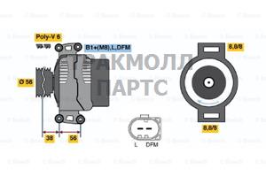 ГЕНЕРАТОР 14V 140A BOSCH - 0986048130