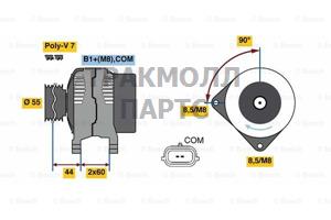 ГЕНЕРАТОР 14V 120A BOSCH - 0986081080