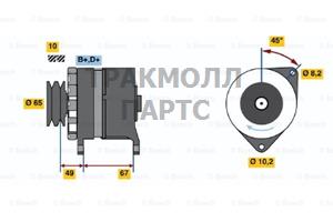 ГЕНЕРАТОР 14V 100 A BOSCH - 0120468016