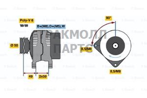 ГЕНЕРАТОР 14V 90 A BOSCH - 0123320003