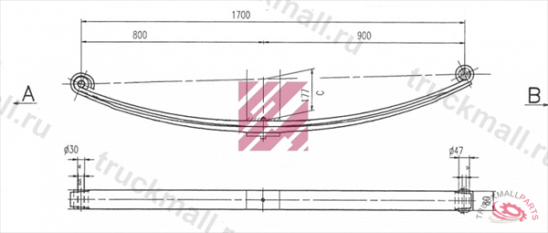 Рессора MAN о.н. 81434006456 M1012500 ER81434006456 MARSHALL - M1012500