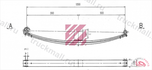 Рессора Volvo о.н. 257839 // втулки М36x3 - M1018800