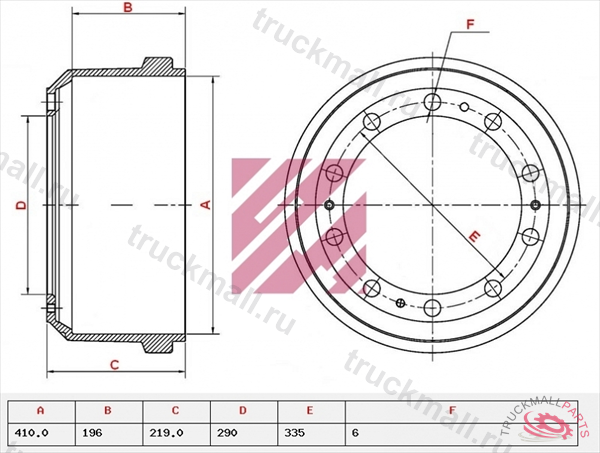 Барабан тормозной Volvo о.н.1599968 M1900062 - M1900062